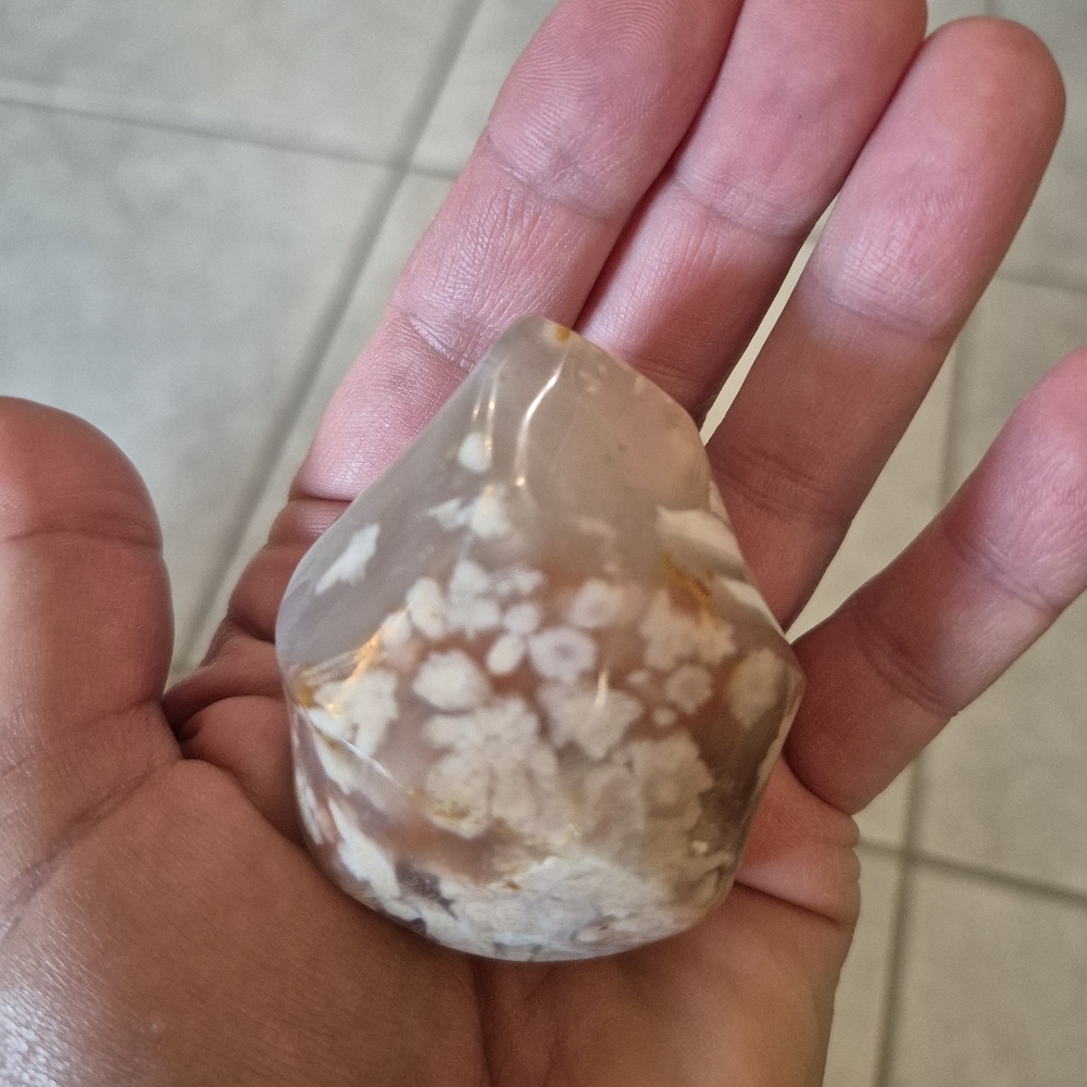 Natural Flower Agate Crystal Carved Torch Flame Tower New #5 - Picture 6 of 9